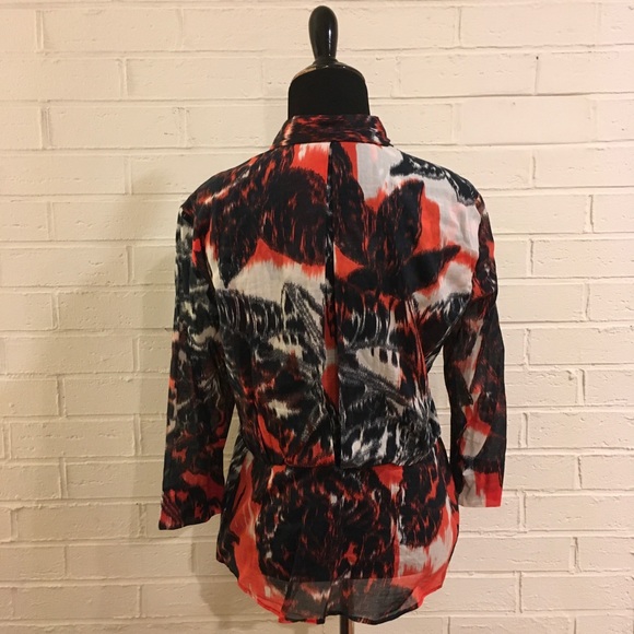 Dries Van Noten Snap Blouse Sz 38- Blk/Red/White - Picture 6 of 8